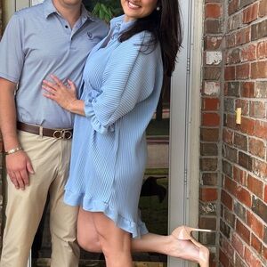 Elegant Blue Button Down Shirt Dress